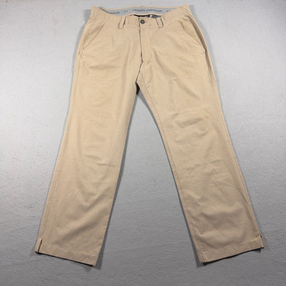 Under Armour Match Play Golf Pants Men 34x30 Straight Leg Khaki Tan Beige